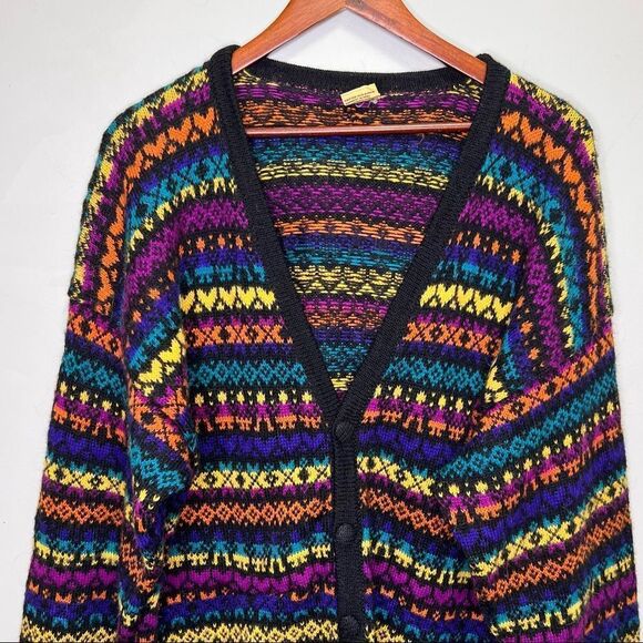 Vintage Peadys Rainbow Alpaca Wool Cardigan Sweater - Picture 3 of 12